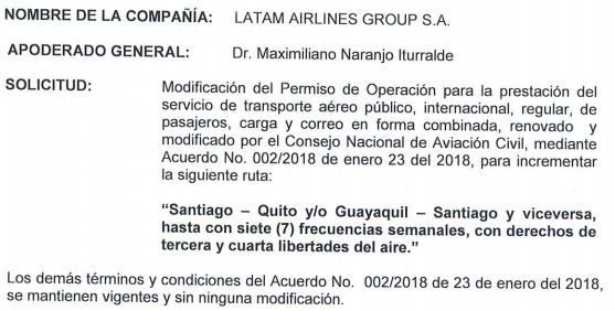 LATAM Airlines Santiago de Chile Quito Guayaquil