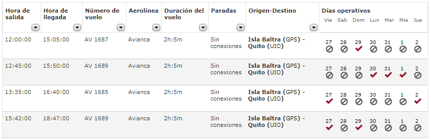Vuelos Avianca Ecuador Baltra Quito