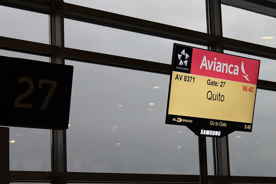 reporte de vuelo Bogotá Quito Avianca Ecuador