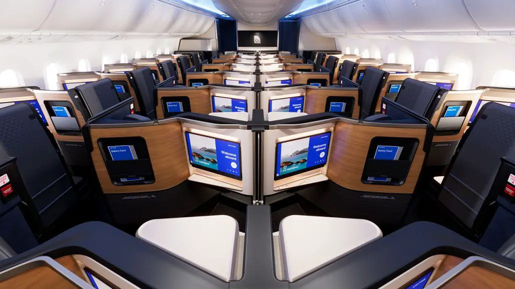 United Airlines cabina business cabin class aviones vuelos servicio avion rutas Boeing 787 interior