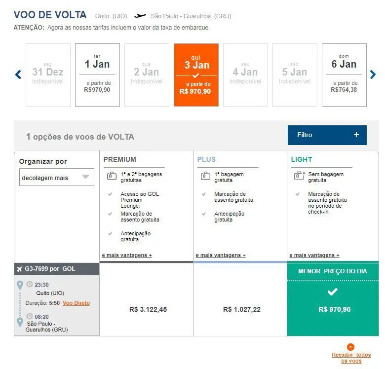 costo vuelo Quito Sao Paulo GOL