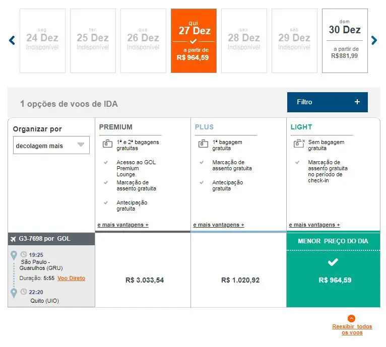 vuelo Sao Paulo Quito GOL