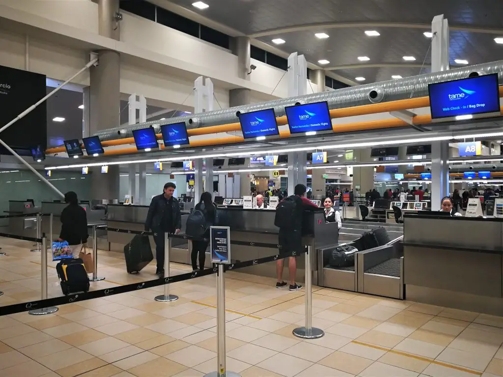 Tame chequeo counter aeropuerto Quito