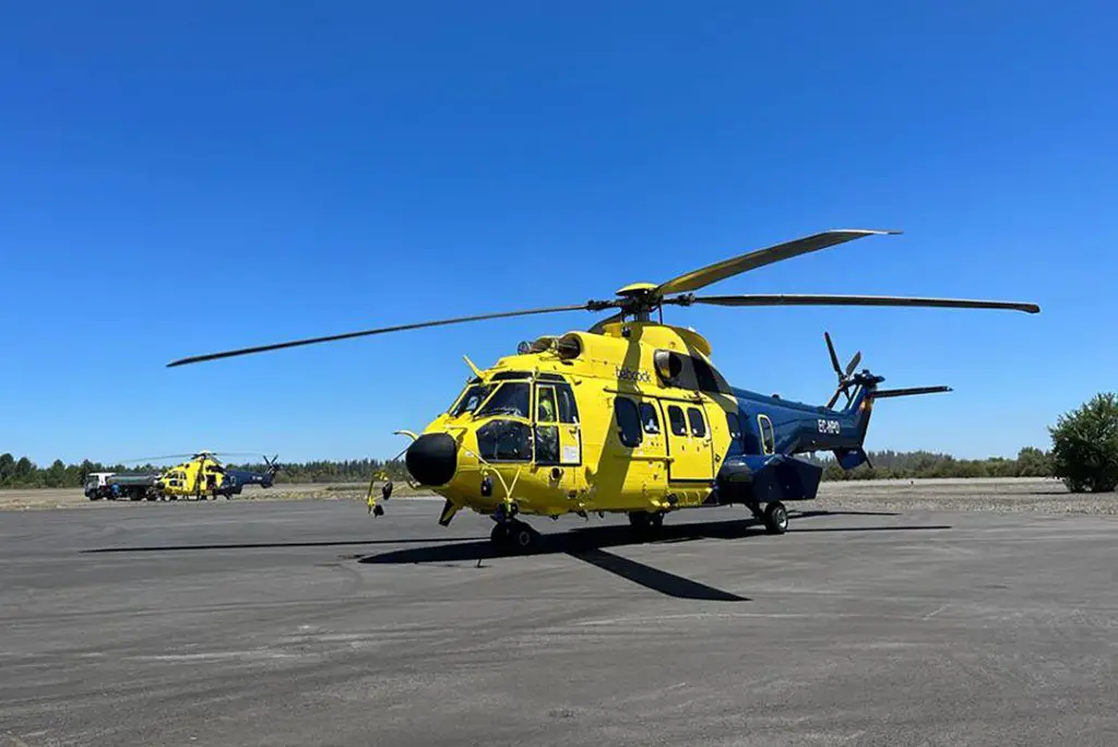 super puma chili incendies vols contrindencios ecocopter airbus hélicoptères