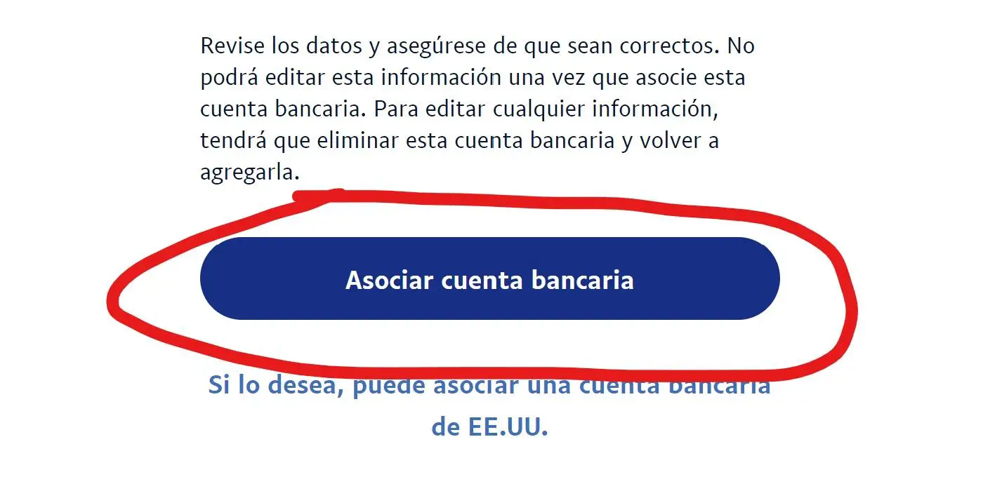 asociar cuenta bancaria Pay Pal