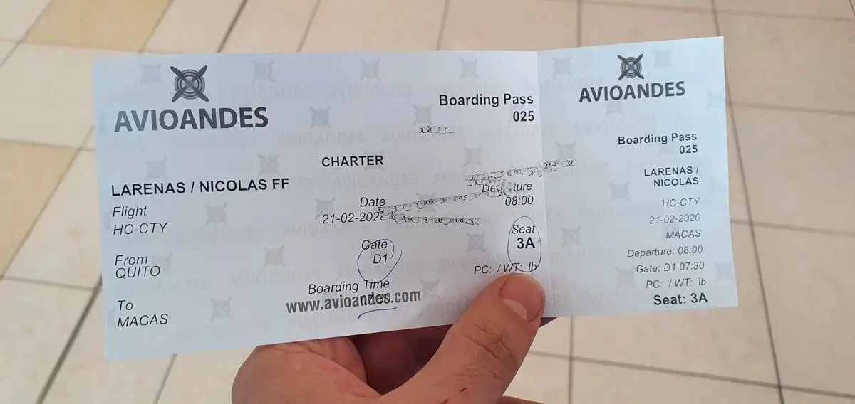 reporte de vuelo charter avioandes quito macas