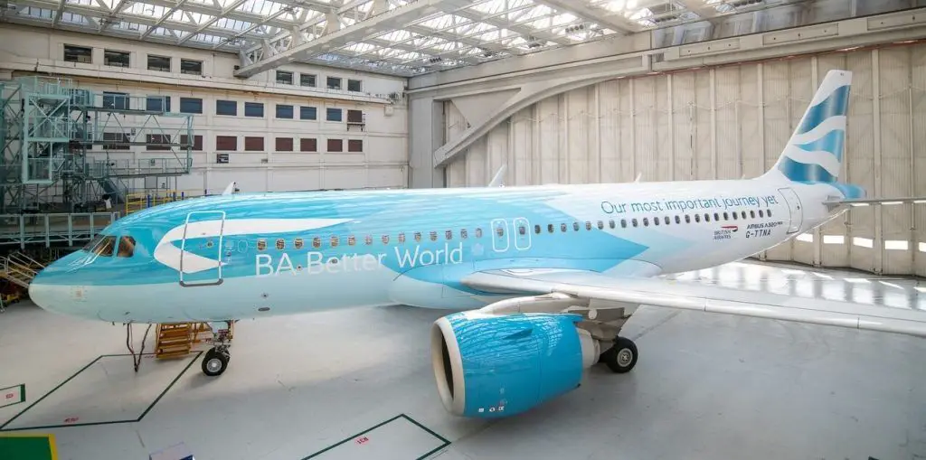 british airways environmental sustainability airbus a320neo aircraft special paint