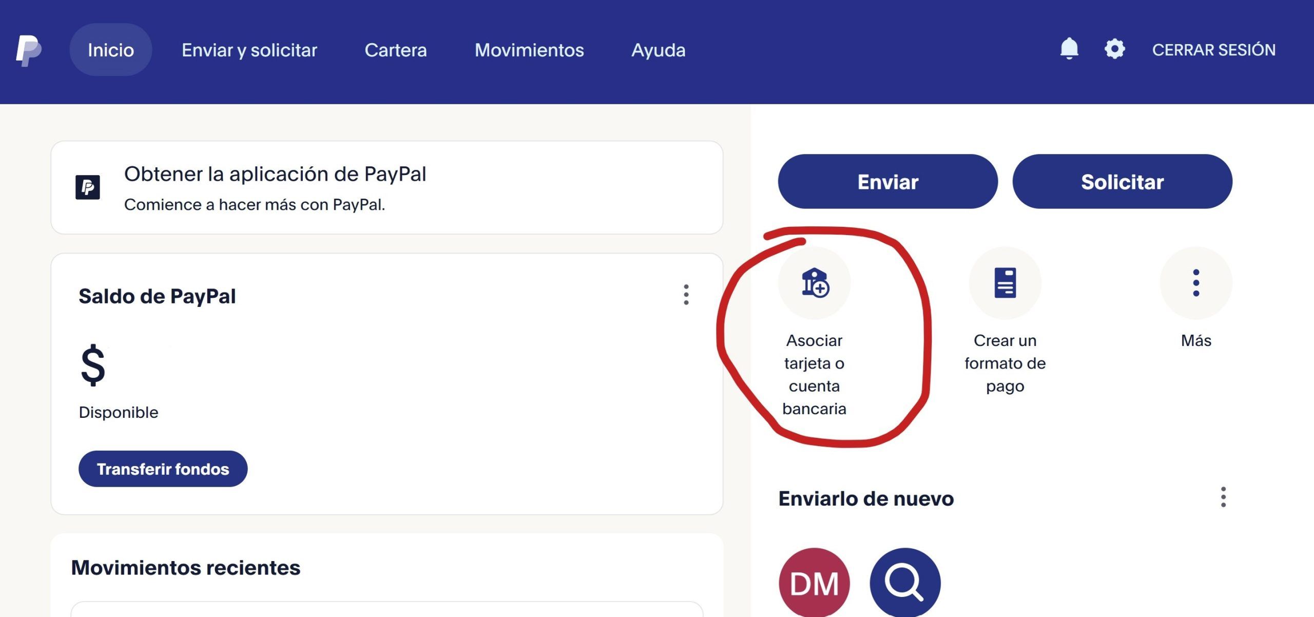 Cuenta PayPal salgo transferir