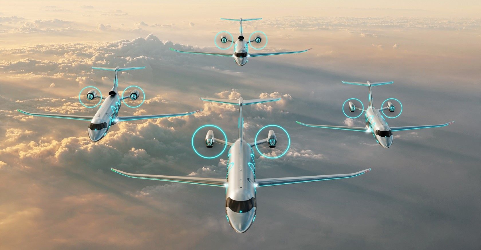 Embraer apresenta novos conceitos de aeronaves sustentáveisE30-H2FC Embraer aviones sostenibles E19-HE E30-HE E19-H2FC E30-H2FC
