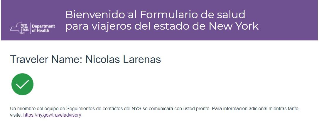 formulario salud viajero estados unidos new york