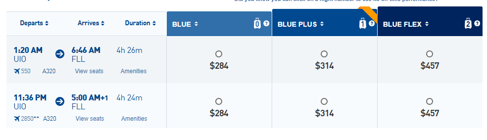 jetblue segundo vuelo diario fort lauderdale quito