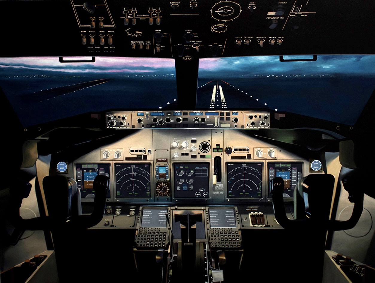 Las pinturas aéreas del artista Juan José Calderón pinturas Juan José Calderón cuadros artisticos aviones cabina de mando costa rica