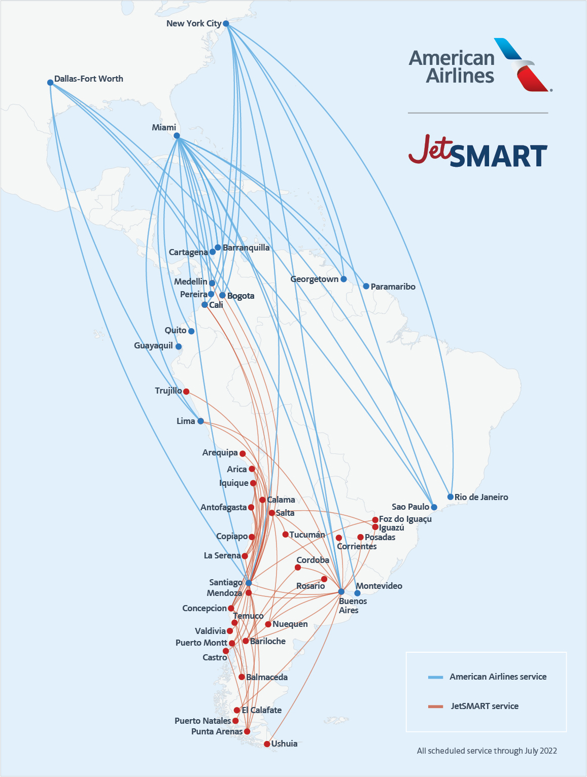 American Airlines e rede de destinos Jetsmart