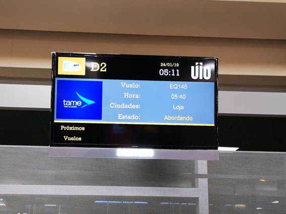 reporte de vuelo entre Quito Loja Catamayo Tame EP