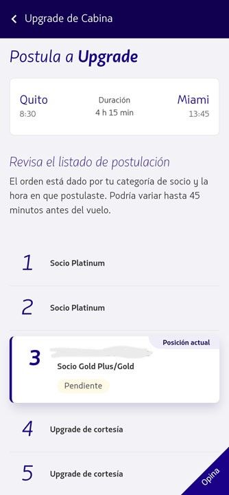 aplicacion app latam airlines upgrade de cabina ascenso cupones